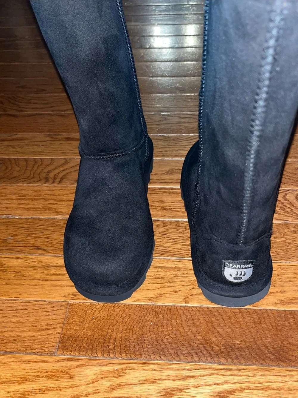 BearPaw Elle Tall Vegan Faux Fur Lined Boot Black 2 Women’s Size 6 Medium Calf